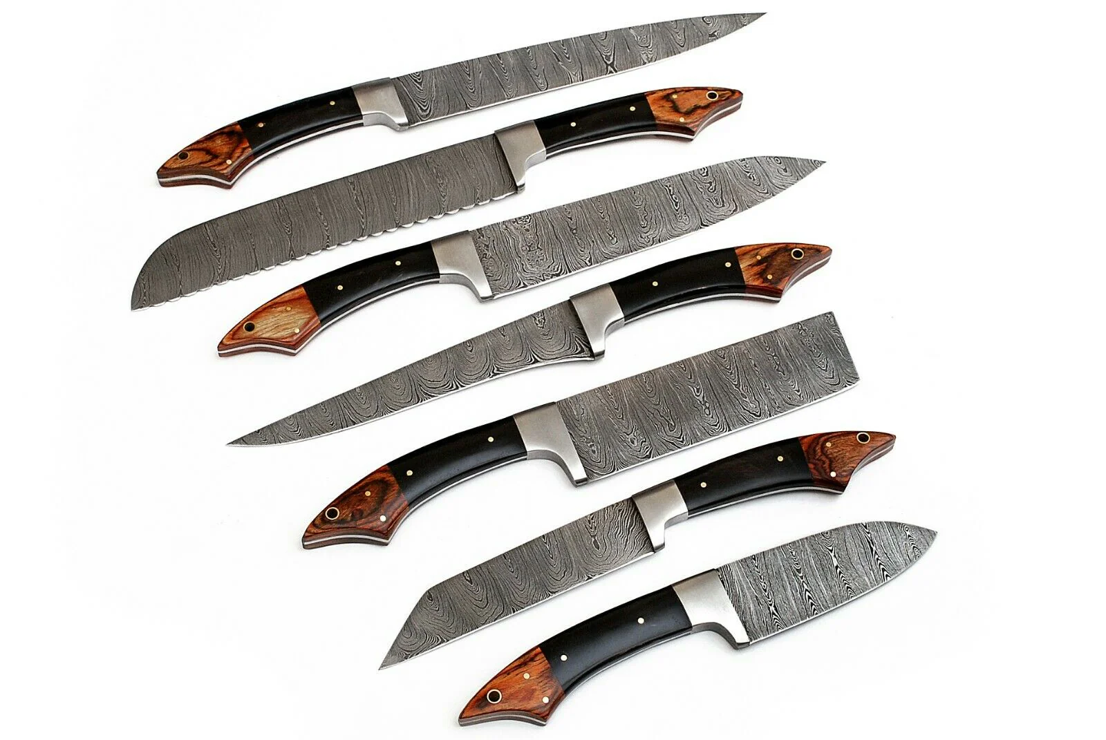 07 PCS Custom Handmade Damascus Steel Kitchen Set - Image 2