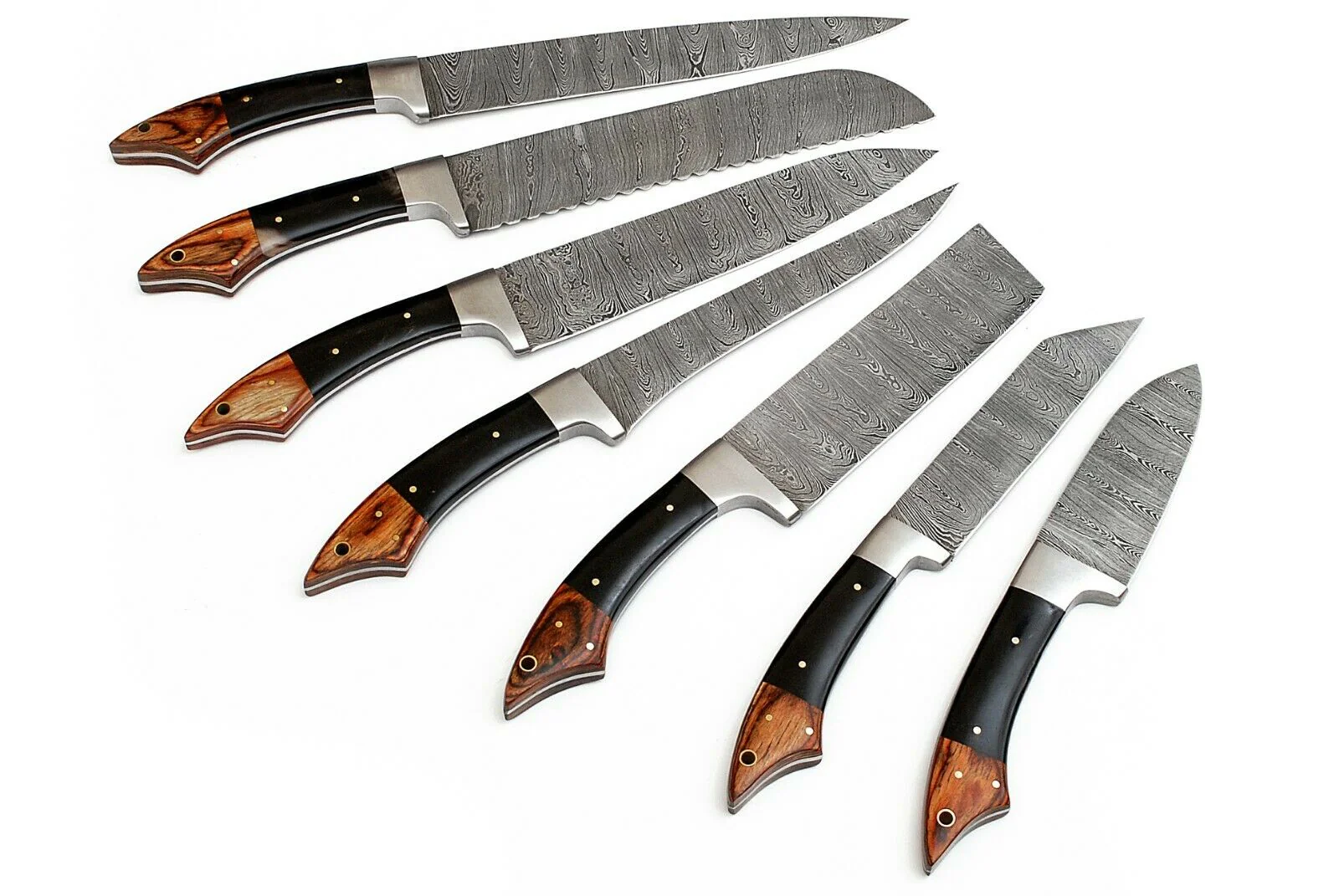 07 PCS Custom Handmade Damascus Steel Kitchen Set - Image 3