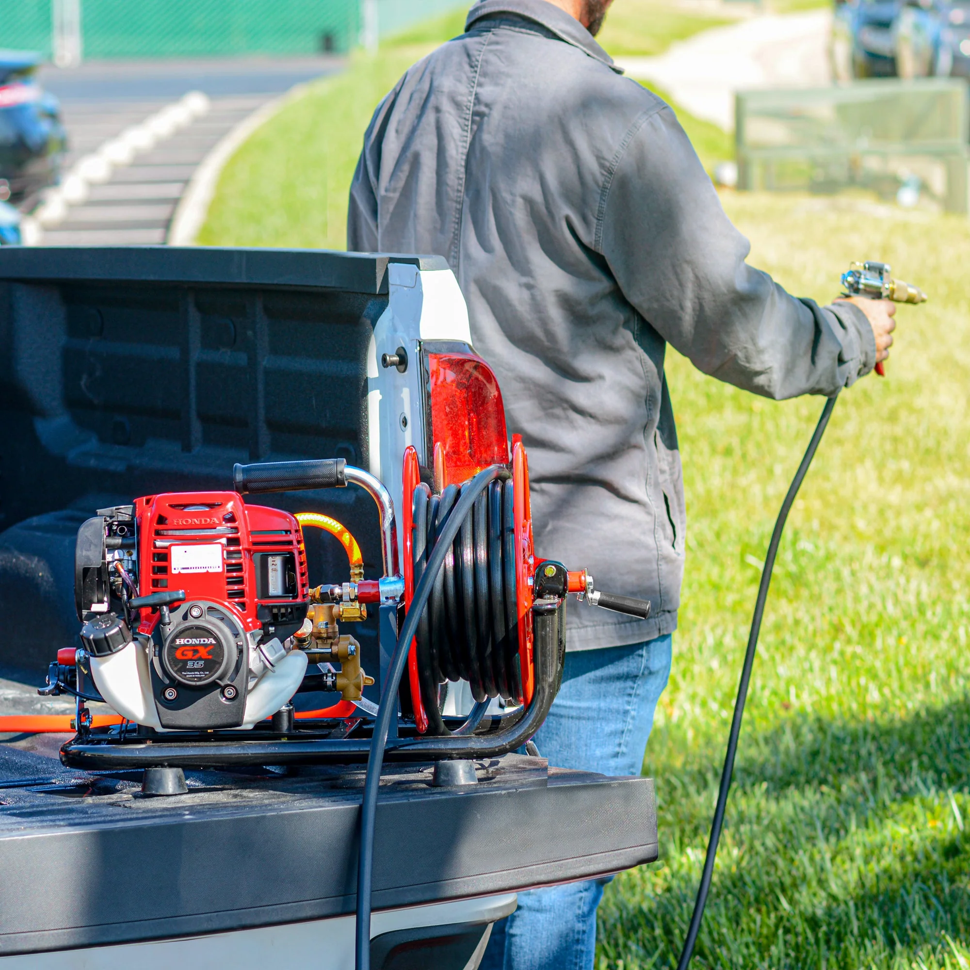 1.6HP Skid Sprayer Barrel Mount Only with Honda GX35 100ft Hose and 500 PSI Pump for Pest Control - Image 12