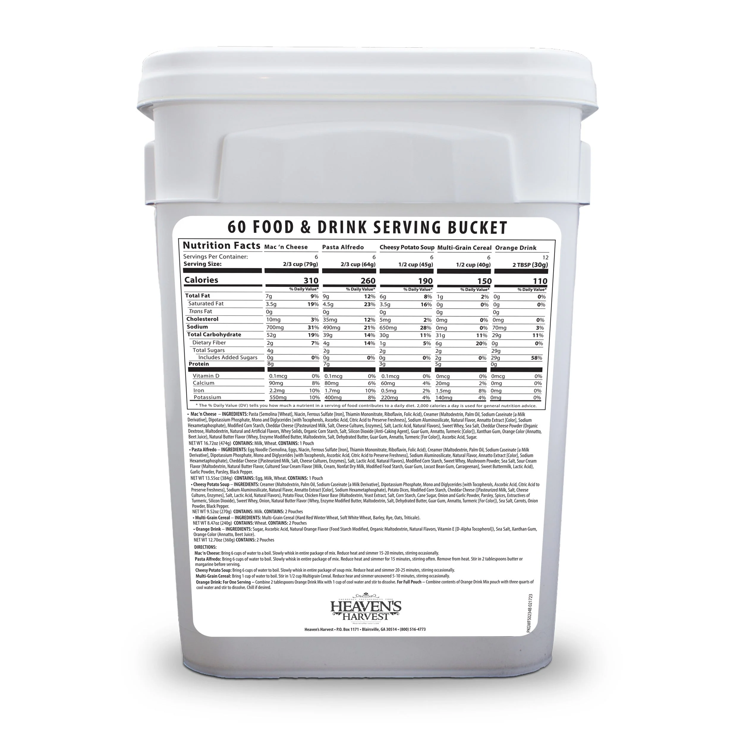 1 Week Kit -Starter Food & Drink Bucket - 1 Person 1 Week - 60 Servings - Emergency Survival Food Kit - Image 8