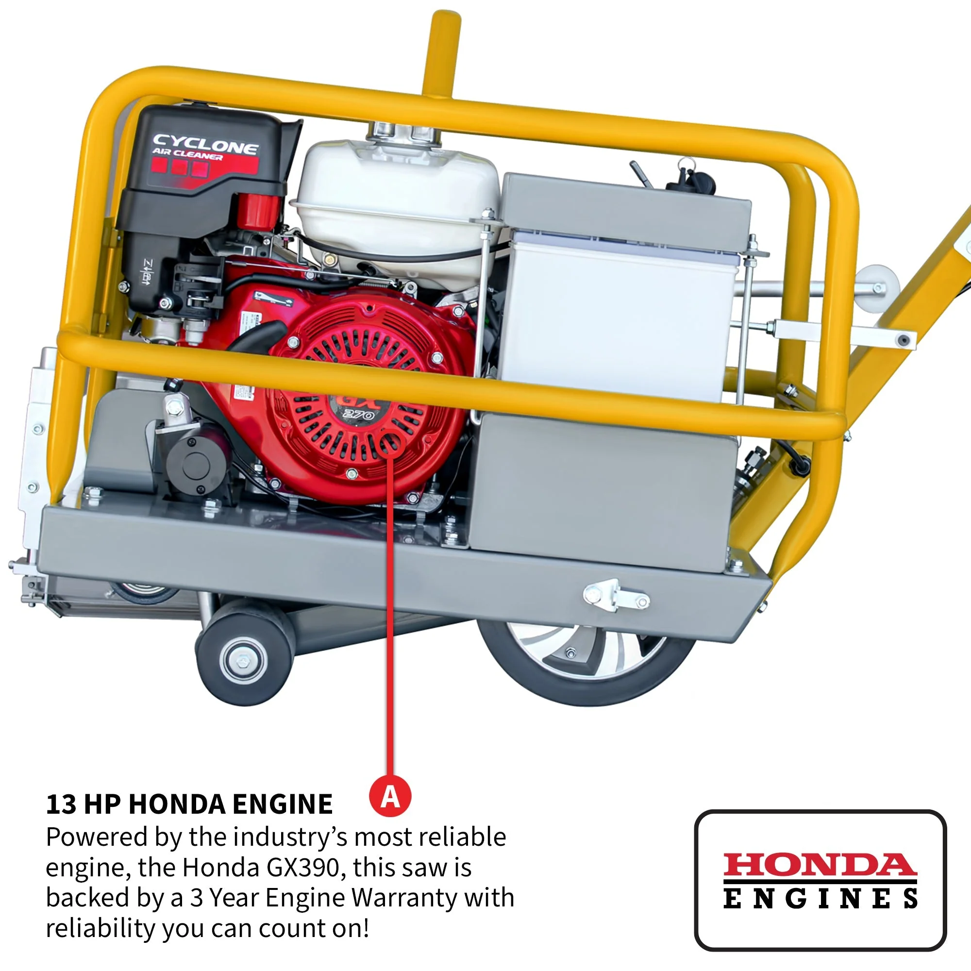 10" Early Entry Green Concrete Saw with 13 HP Honda GX390 Engine - Image 5