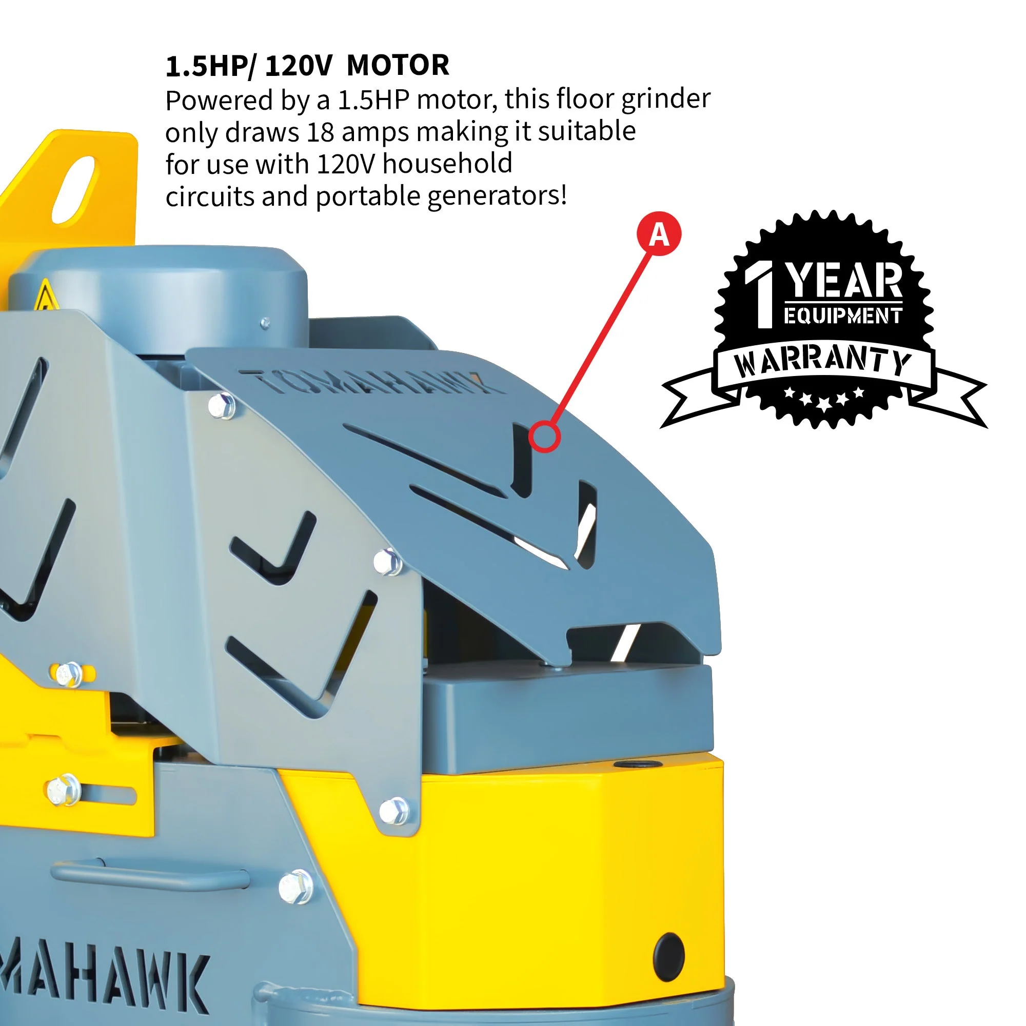 10" Electric Concrete Floor Grinder 1.5HP Motor for Smoothing, Floor Prep, Coatings - Image 6