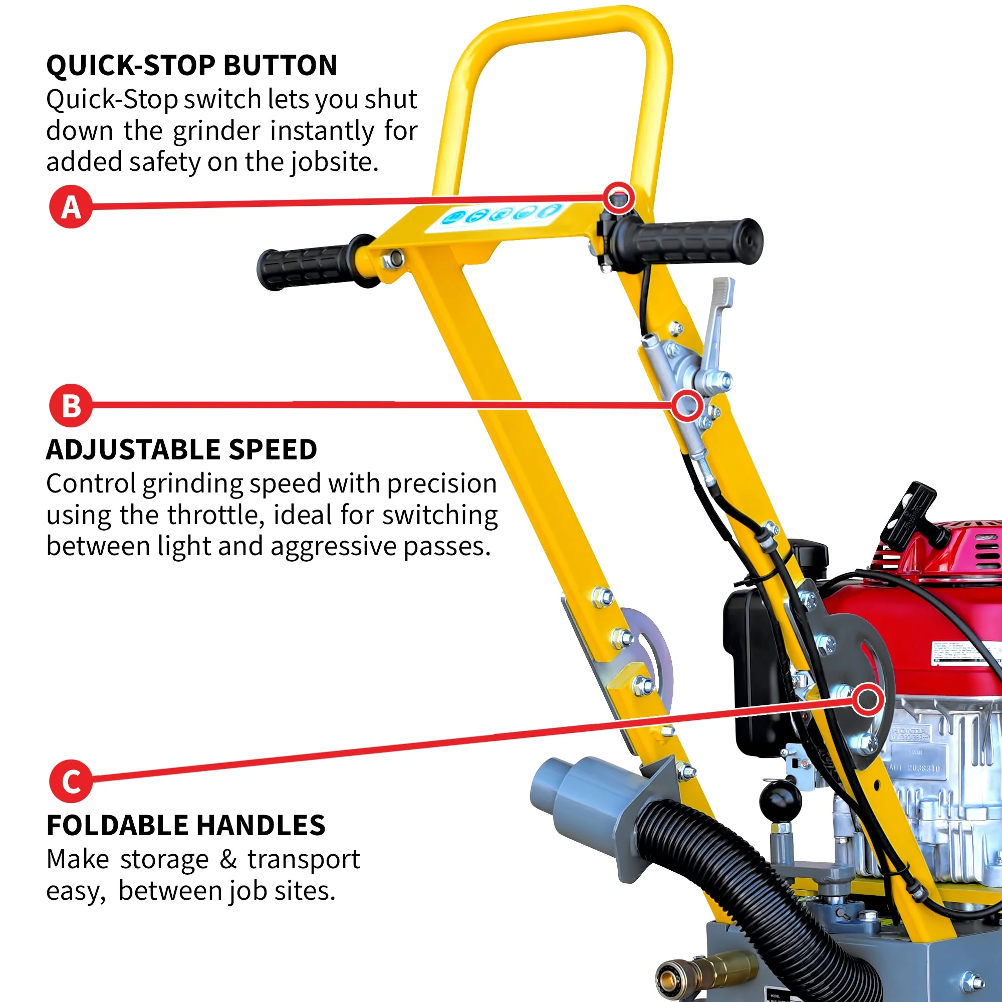 10" Honda Concrete Floor Grinder 10HP GXV390 Motor for Smoothing, Floor Prep, Coatings - Image 7