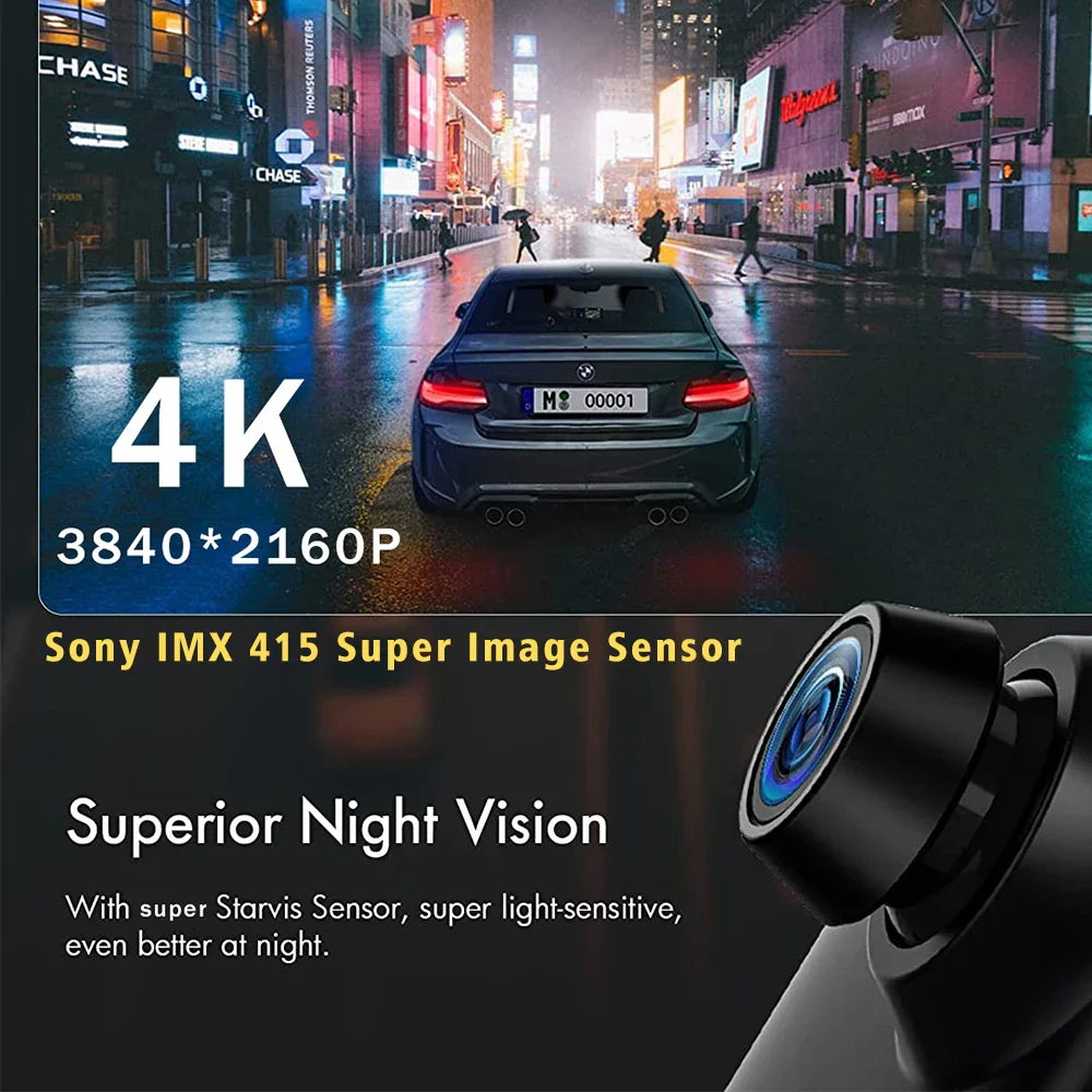10 Inch 4K Dash Cam Rearview Mirror CarPlay Android Auto GPS WiFi DVR Dual Cam - Image 4