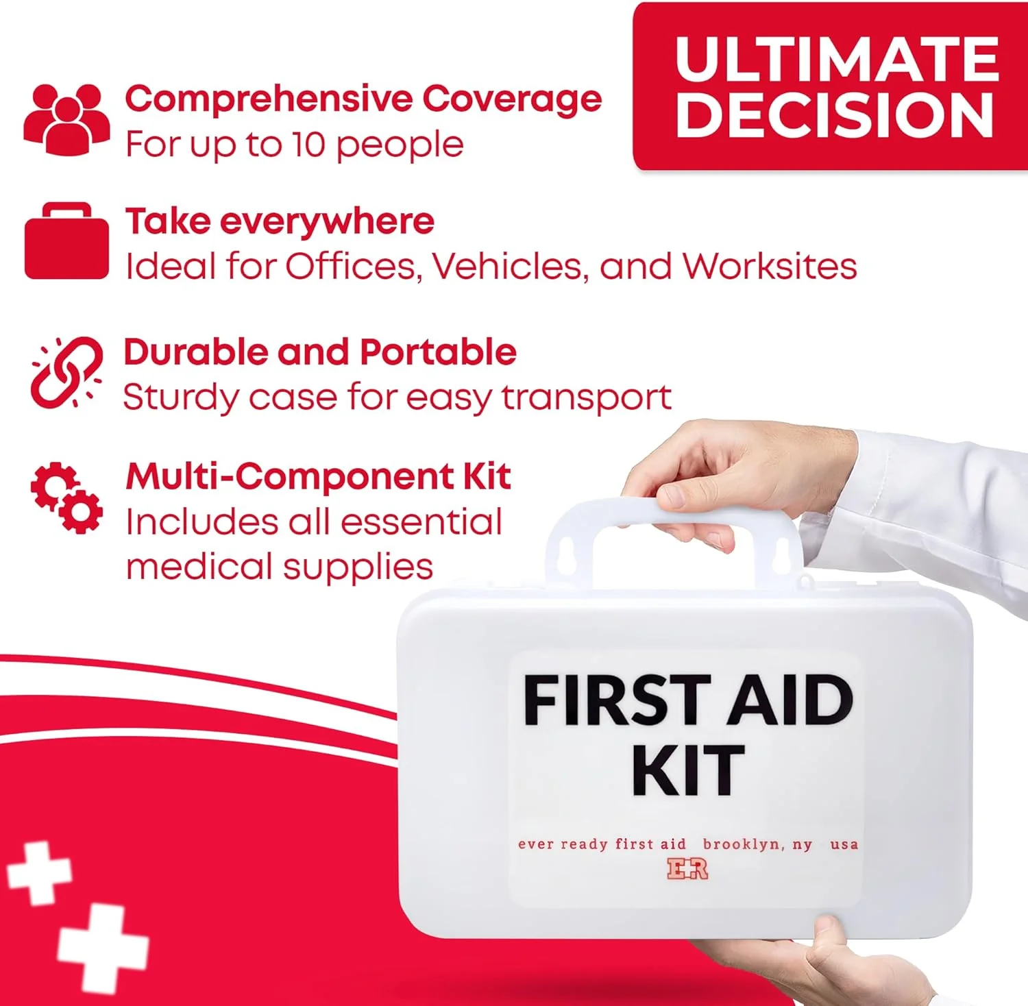10 Person First Aid Kit - OSHA and ANSI Class A Compliant - Image 3