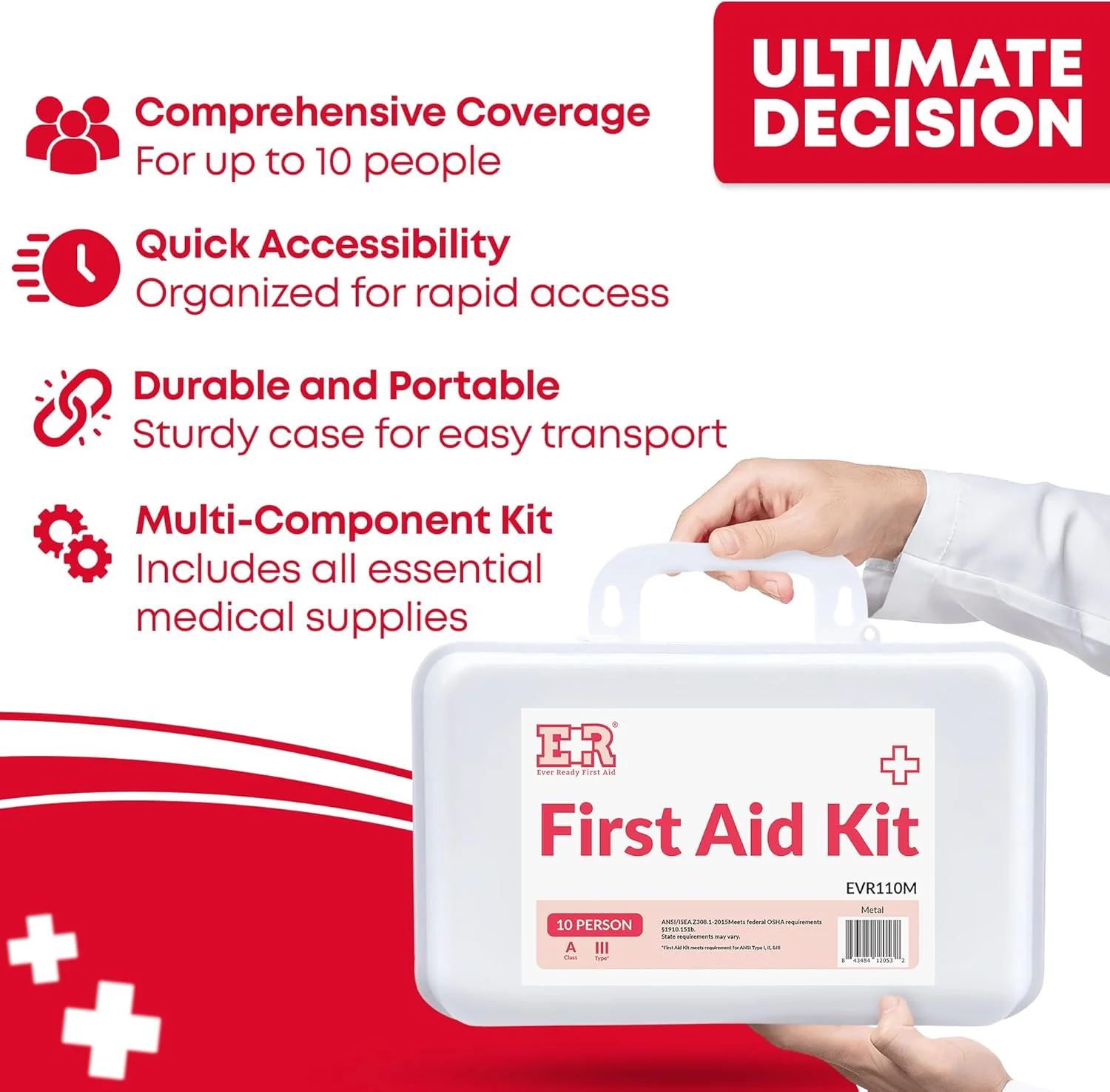 10 Person First Aid Kit – Type III, ANSI A, OSHA Compliant - Image 3