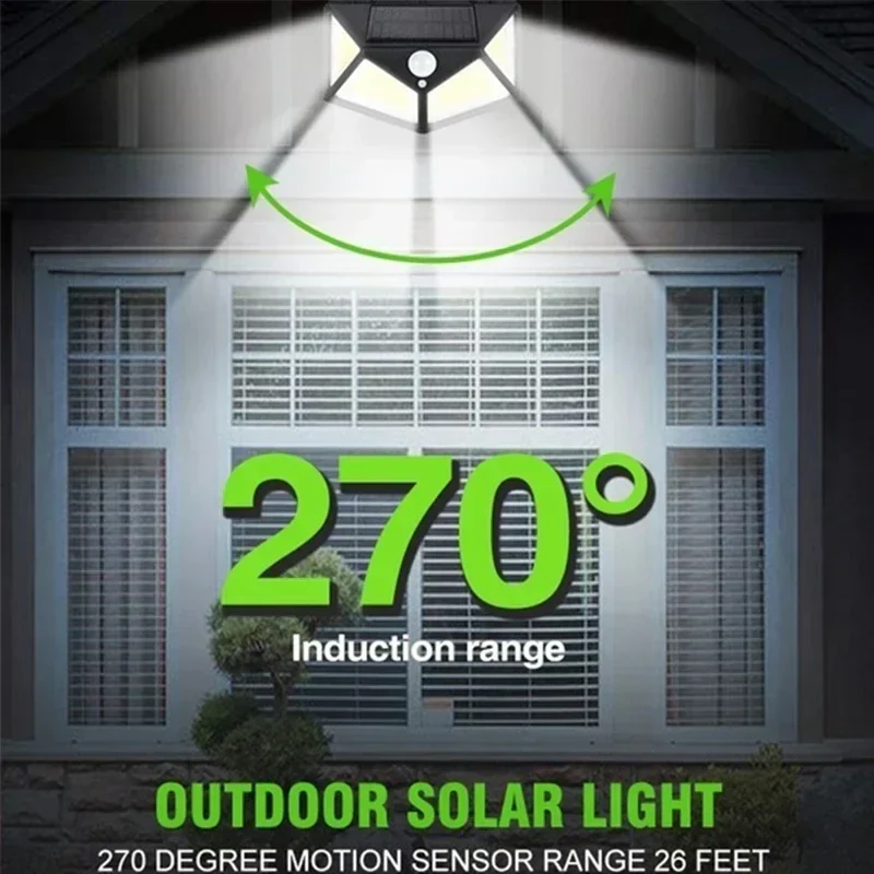 100 LED Solar Motion Sensor Wall Lights Outdoor Waterproof Garden Street Lamp - Image 9