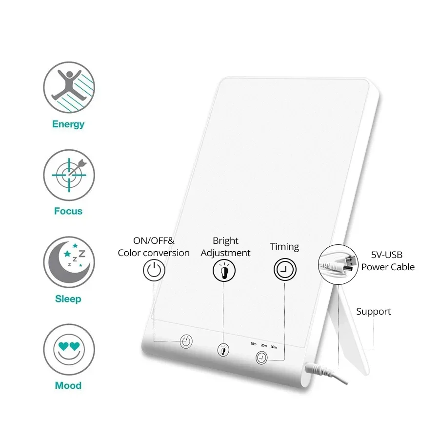 10000 Lux SAD Light Daylight Therapy Lamp Touch Dimmable UV-Free Happy Mood Light - Image 5