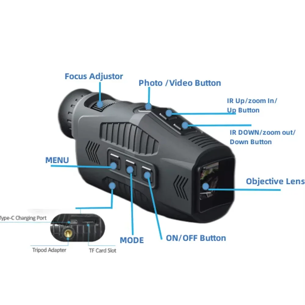 1080P Night Vision Monocular with Infrared Zoom HD Hunting Telescope for Day/Night Use - Image 4