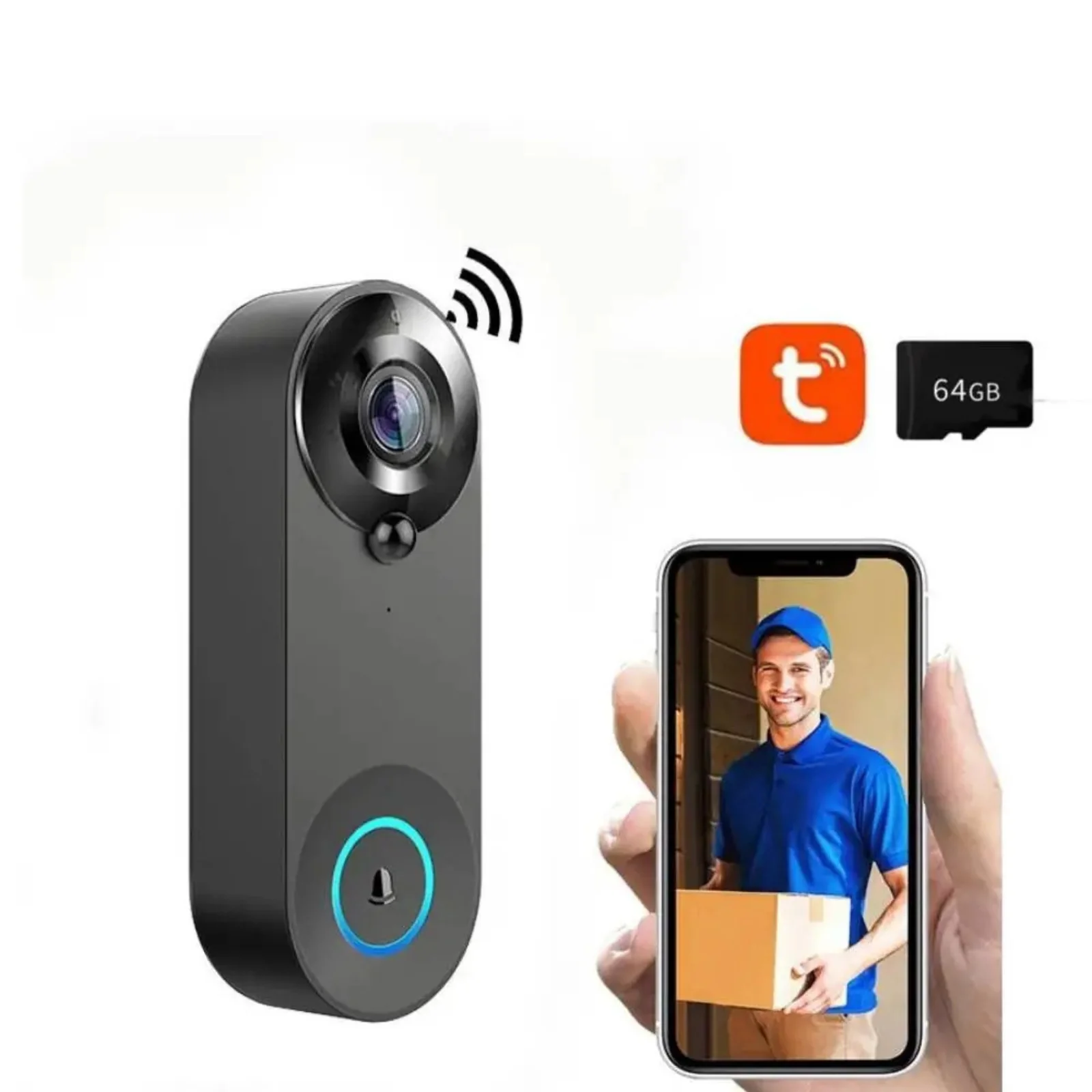 1080P Smart Video Doorbell WiFi Camera PIR Motion Detection Two Way Audio