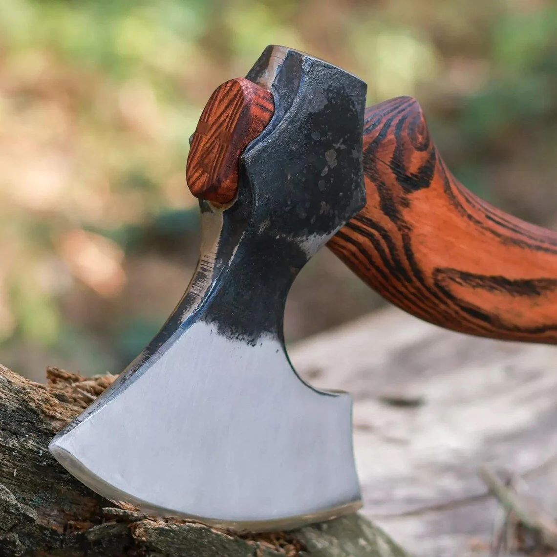 1095 Steel Blade Custom Handcrafted Tomahawk | Rosewood Handle with Leather Wrap & Sheath |  | Durable Axe for Outdoor Adventures by KBS Knives - Image 2
