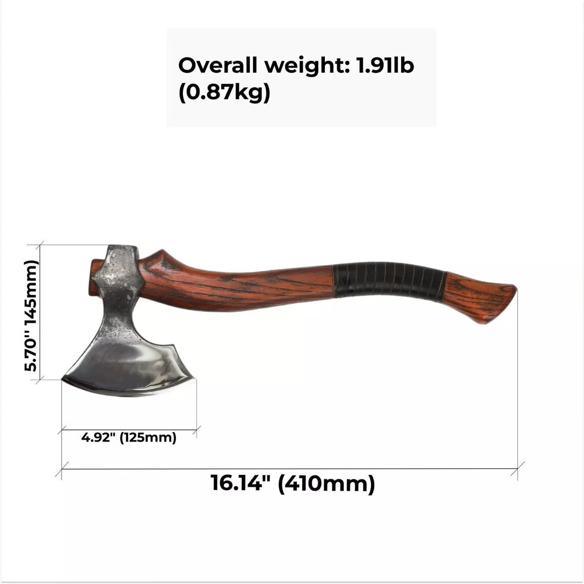 1095 Steel Blade Custom Handcrafted Tomahawk | Rosewood Handle with Leather Wrap & Sheath |  | Durable Axe for Outdoor Adventures by KBS Knives - Image 5