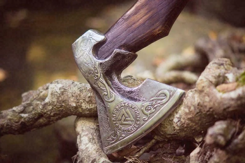 1095 Steel Hand Engraved Axe - Image 2
