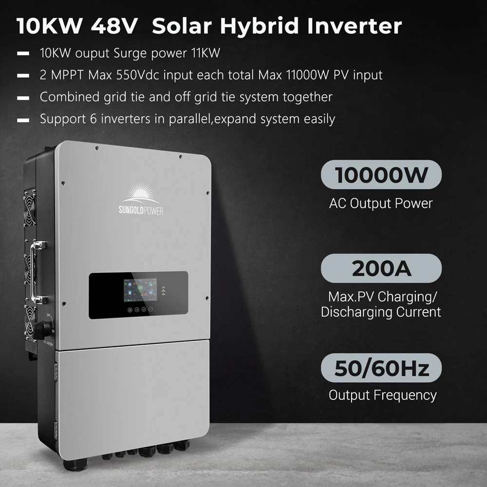 10KW Hybrid Inverter 48V Split Phase Grid Feedback Batteryless (SC) - Image 5