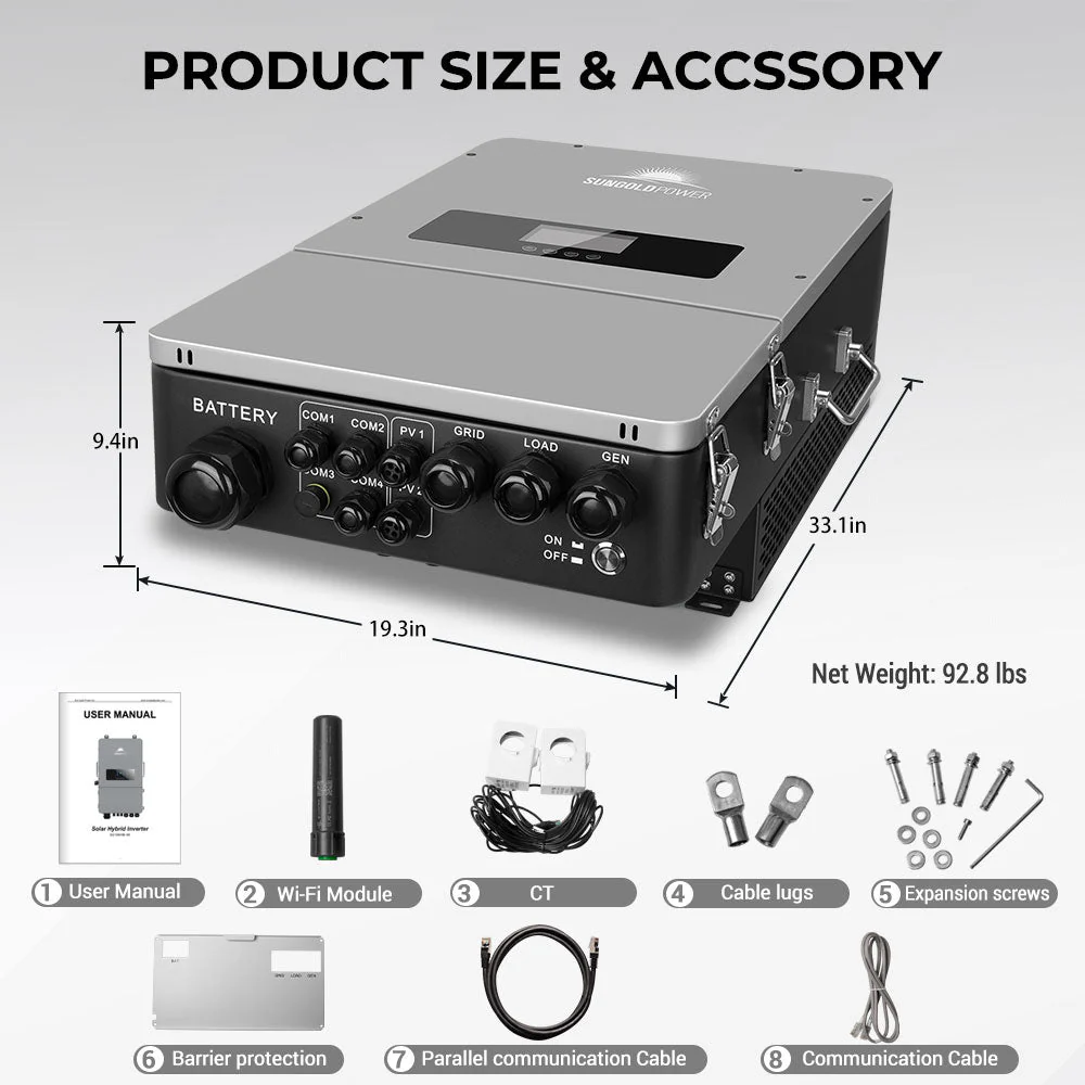 10KW Hybrid Inverter 48V Split Phase Grid Feedback Batteryless (SC) - Image 8