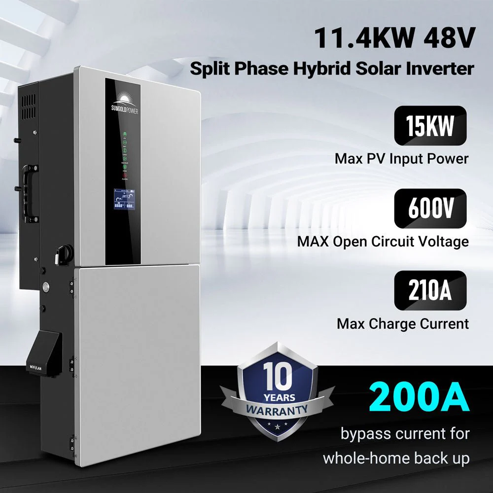 11.4KW 48V Split Phase Hybrid Solar Inverter | Whole Home Backup (200A) | SGN-11K15PRO - Image 2