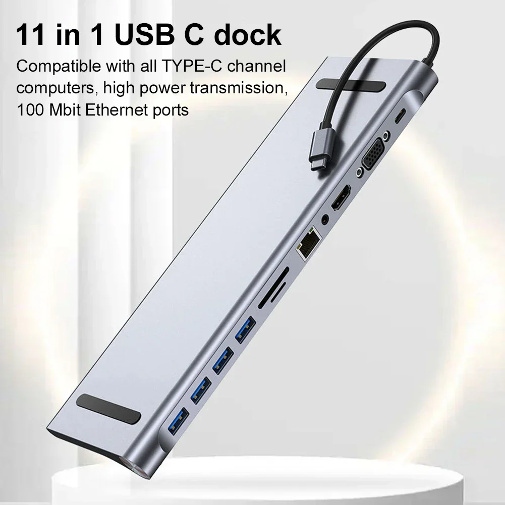 11 in 1 USB C Docking Station 4K HDMI VGA Ethernet 100W PD Hub for Laptop - Image 2