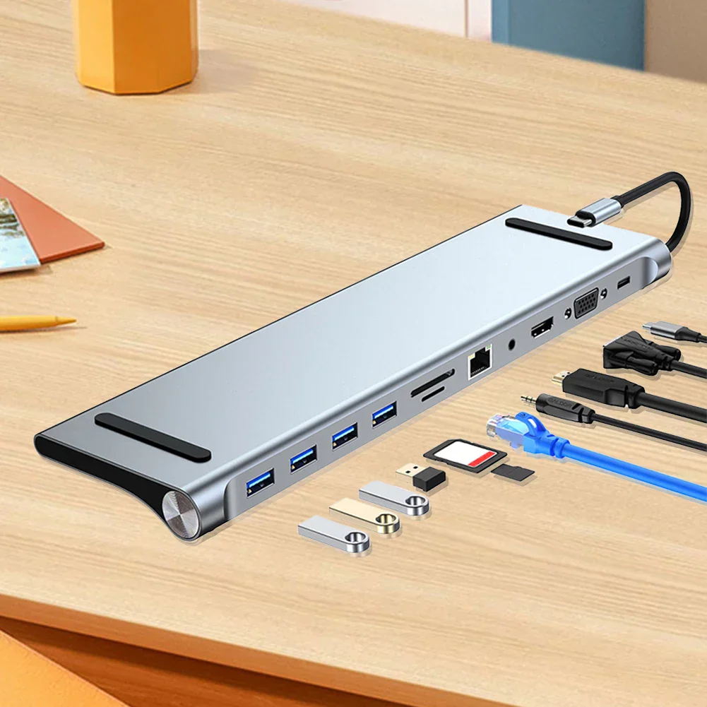 11 in 1 USB C Docking Station 4K HDMI VGA Ethernet 100W PD Hub for Laptop - Image 3