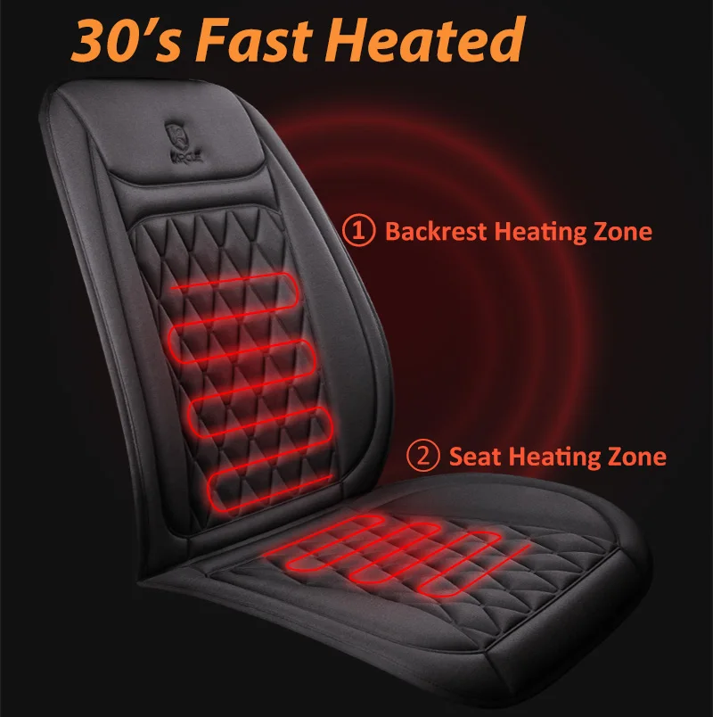 12-24V Heated Car Seat Cover – Fast Heating Flannel Seat Warmer Protector 25W - Image 3