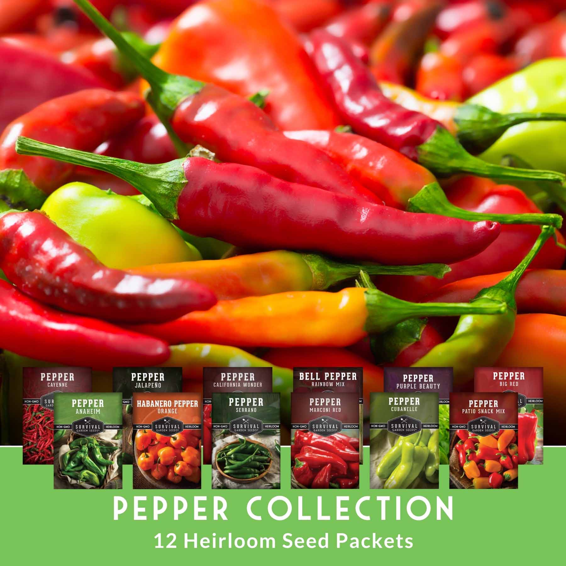 12-Variety Heirloom Pepper Seed Collection – Non-GMO Hot & Sweet Peppers for Home and Container Gardens - Image 3