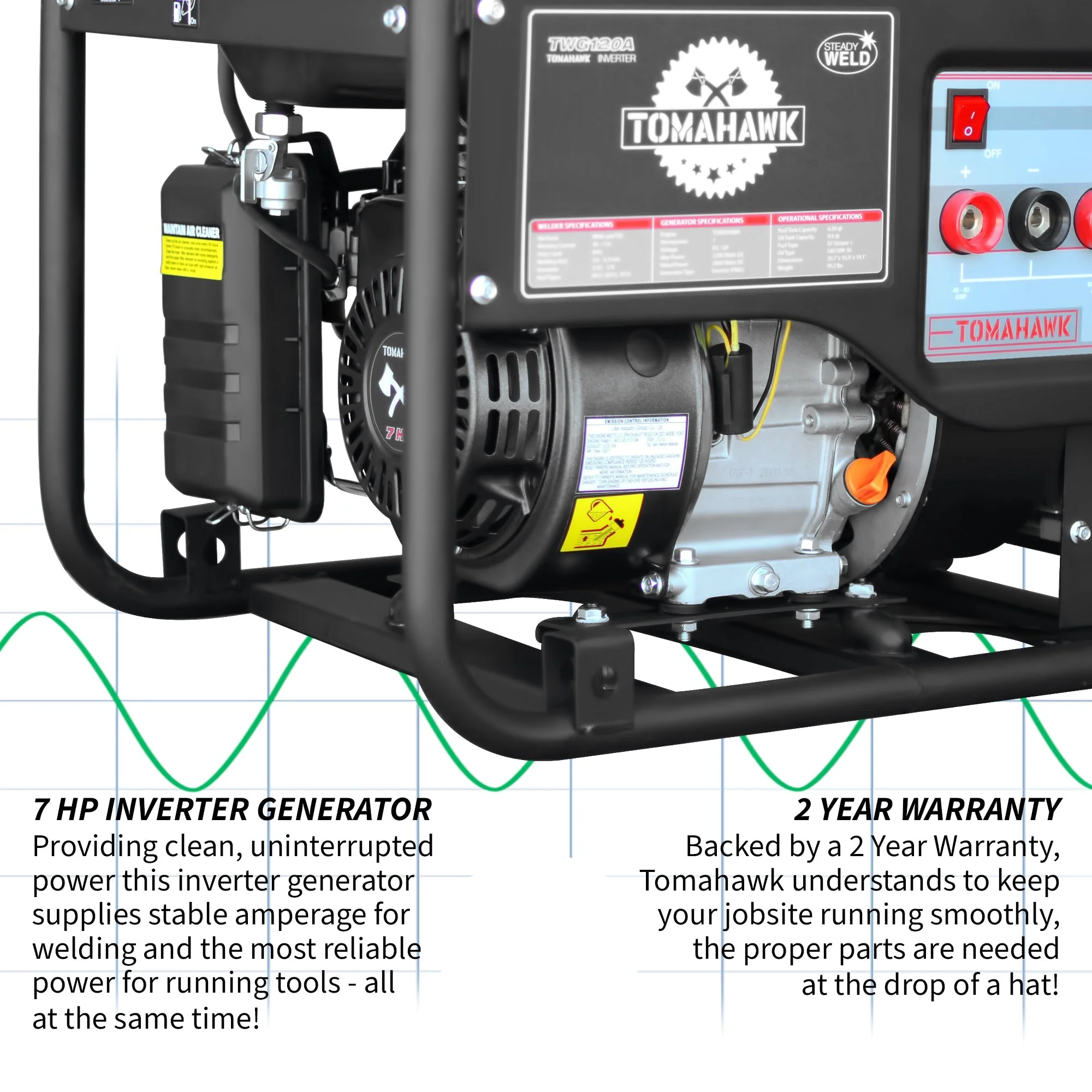 120 Amp Engine Driven Welder Generator 2200 Watt 7 HP Gas Powered - Image 5