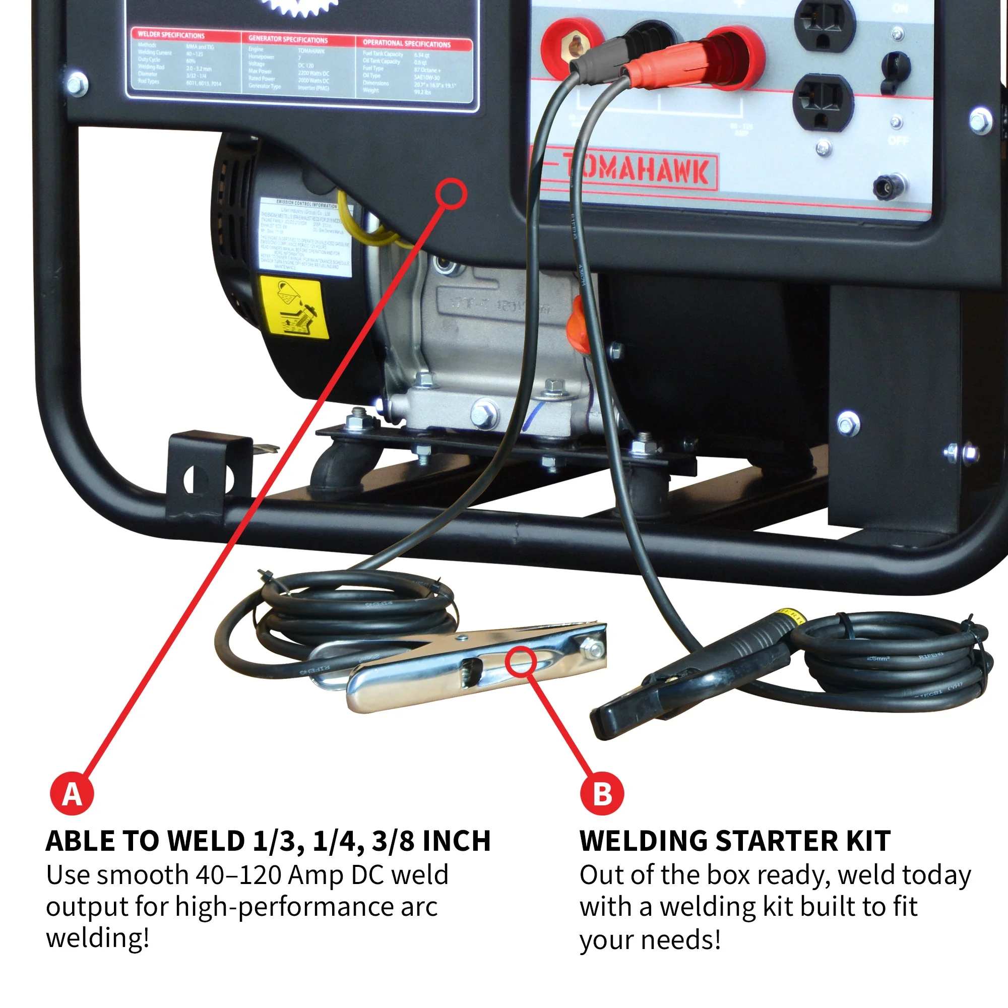 120 Amp Engine Driven Welder Generator 2200 Watt 7 HP Gas Powered - Image 6