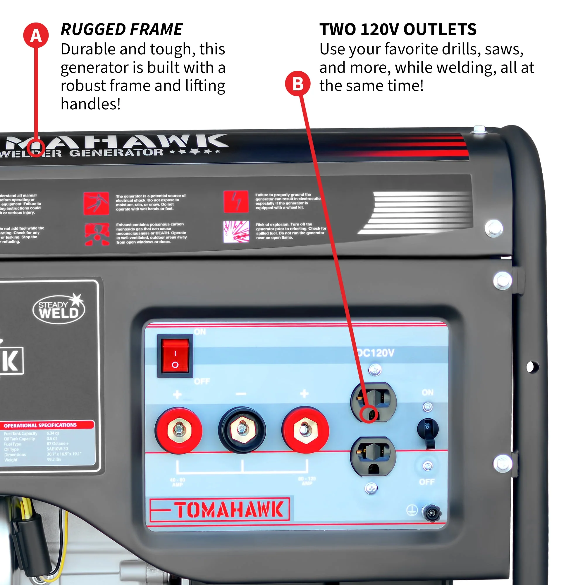 120 Amp Engine Driven Welder Generator 2200 Watt 7 HP Gas Powered - Image 7