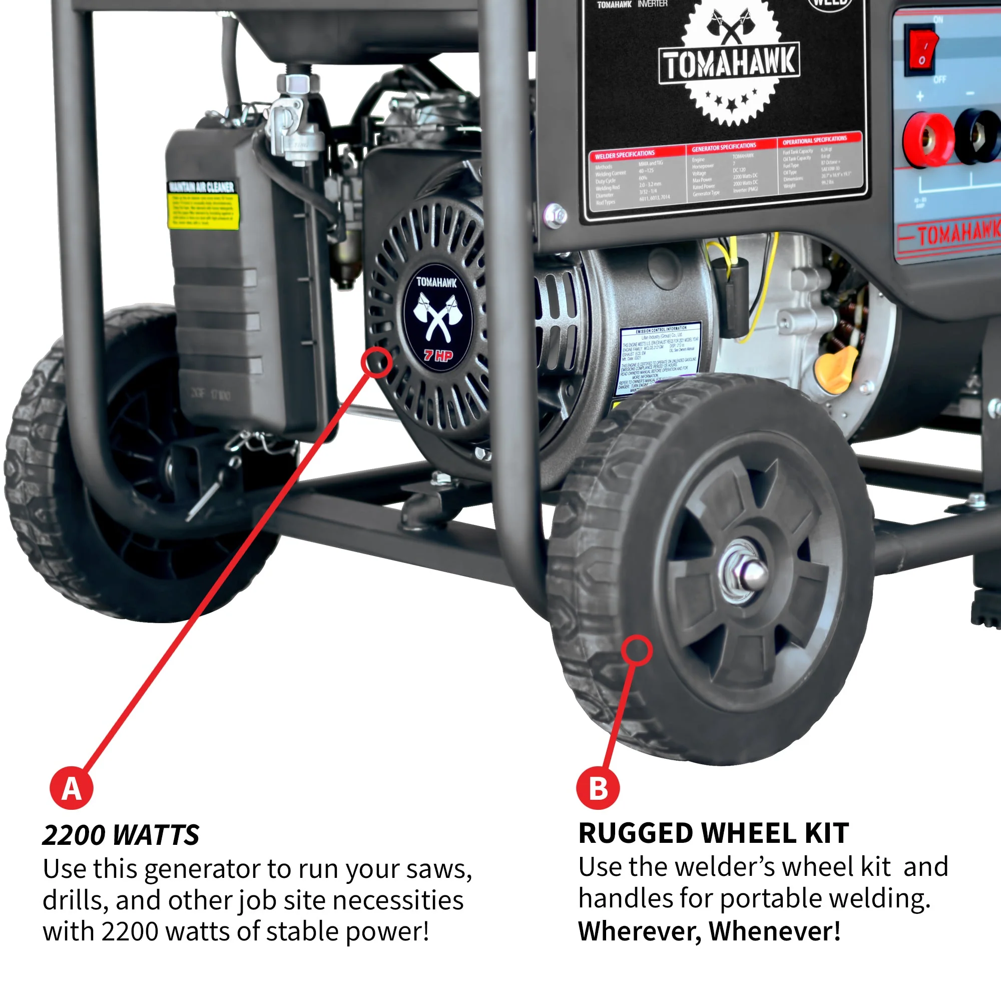 120 Amp Engine Driven Welder Generator 2200 Watt 7 HP Gas Powered - Image 8