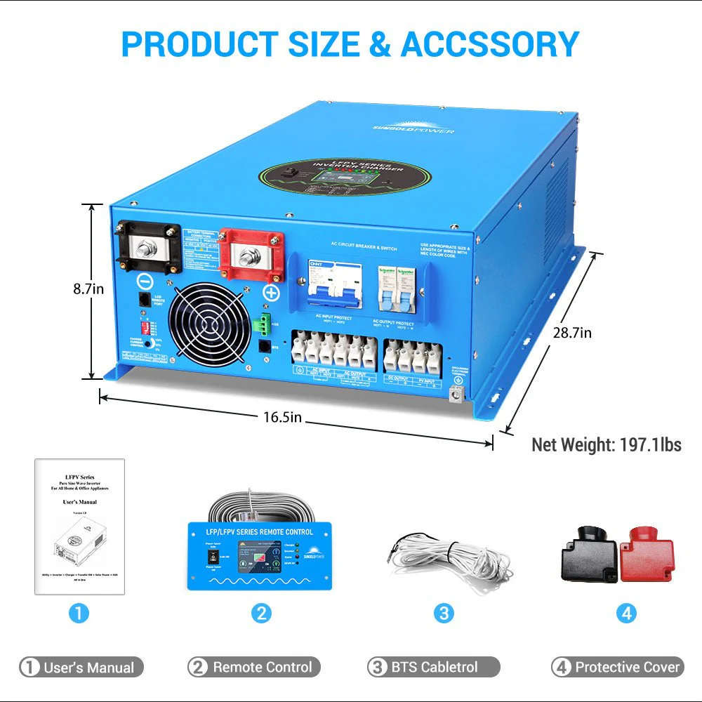 12000W/ 15000W/ 18000W 48V Split Phase Pure Sine Wave Inverter Charger - Image 7