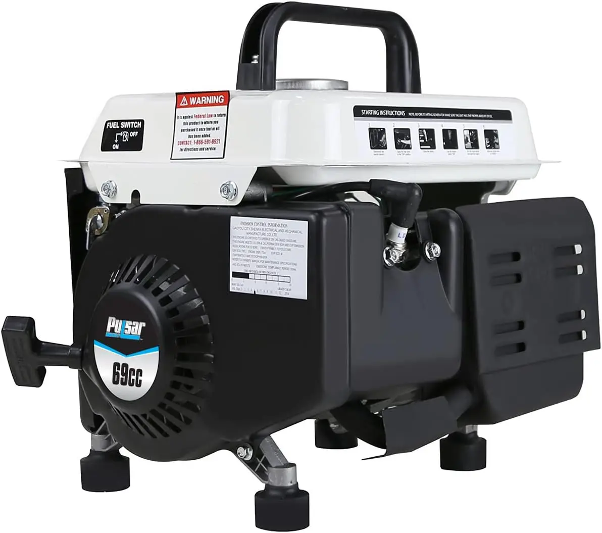 1200W Portable Gas Powered Generator with Carrying Handle for Home Backup - Image 2