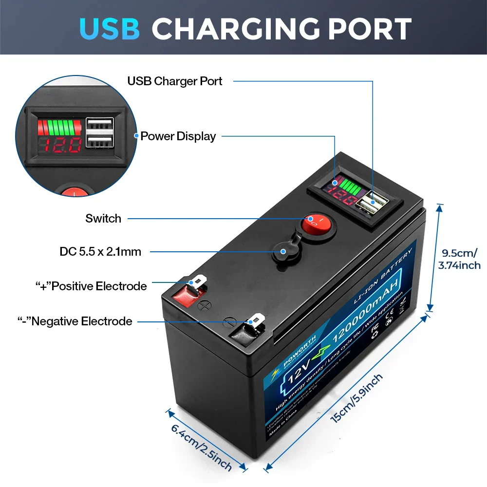 12V 150Ah Lithium Battery with BMS for RV Home Solar Off-Grid Marine Power System - Image 4