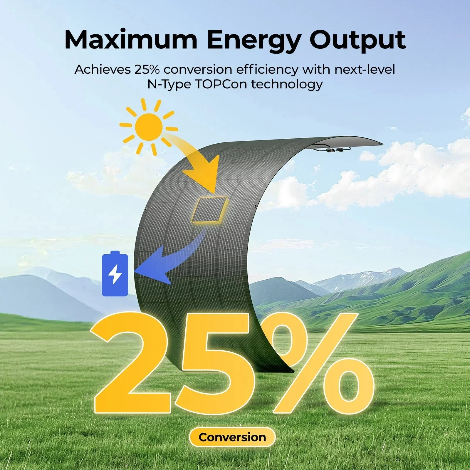 12V/24V 200W Arch Pro N-Type TOPCon Solar Panel With Tape - Image 4
