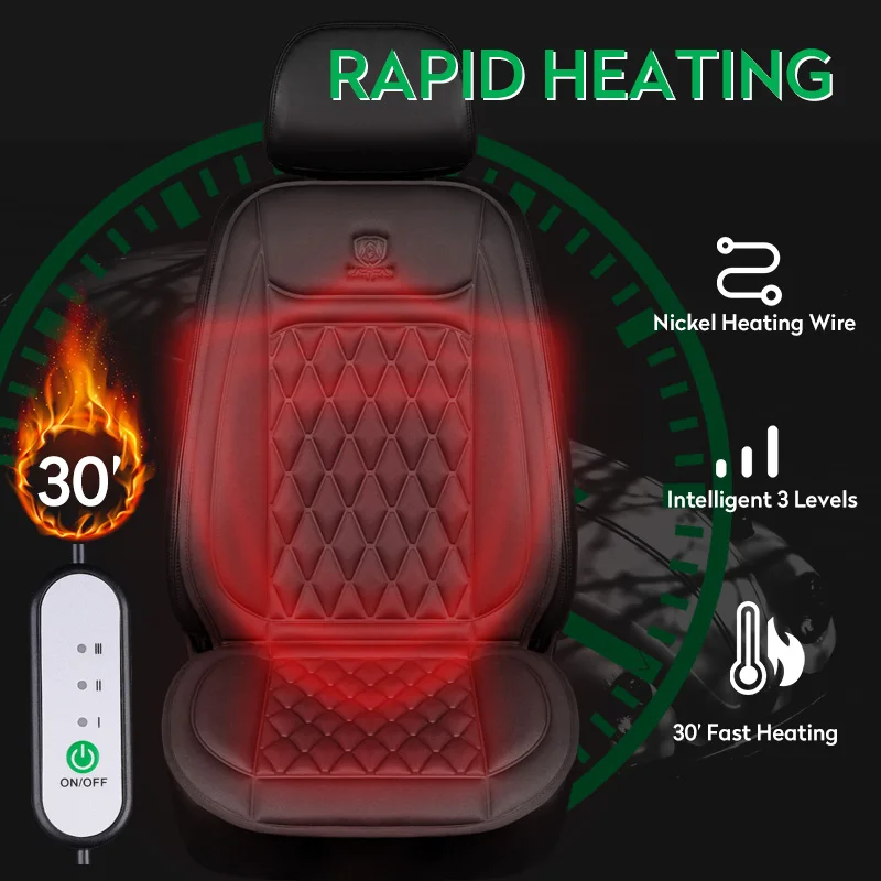 12V/24V Heated Car Seat Cushion – Fast Heating Winter Car Seat Warmer Pad - Image 2