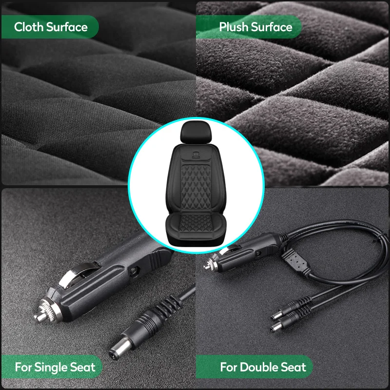 12V/24V Heated Car Seat Cushion – Fast Heating Winter Car Seat Warmer Pad - Image 3