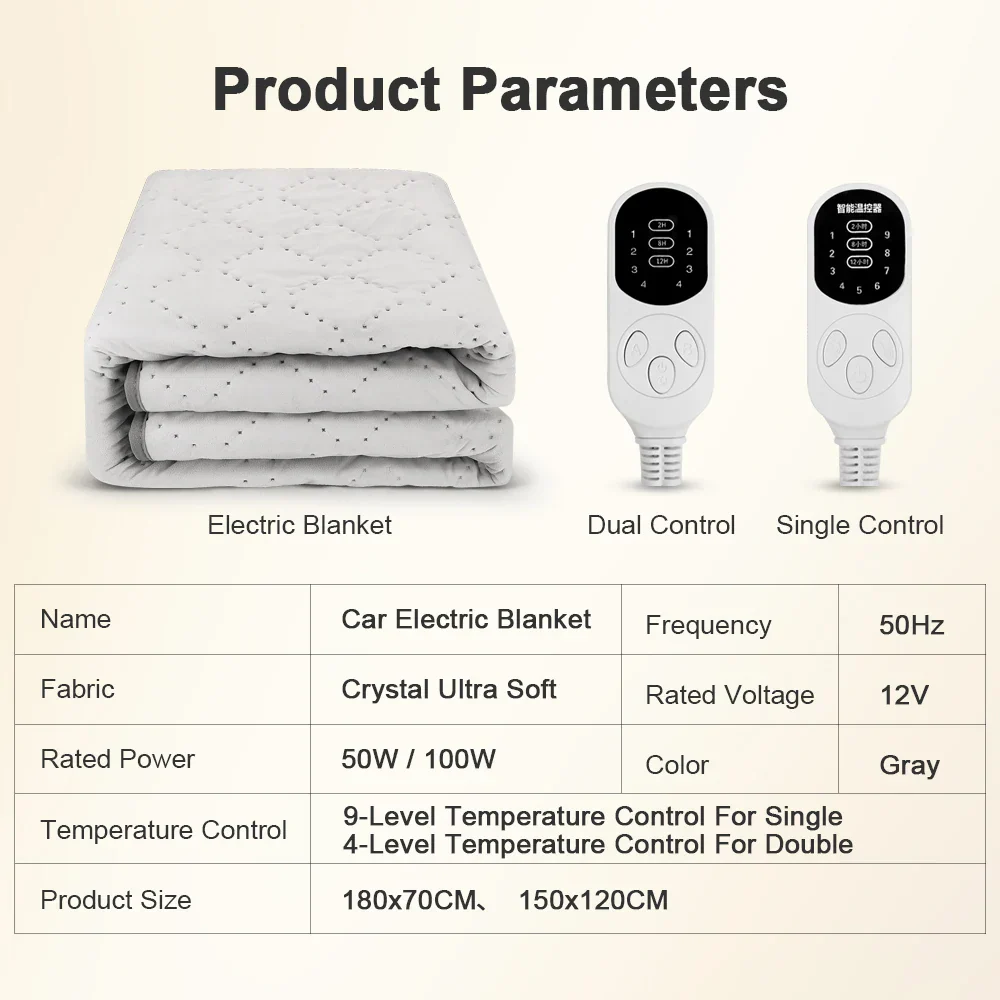 12V Car Electric Heated Blanket Energy Saving Warm Throw for Truck RV SUV - Image 7