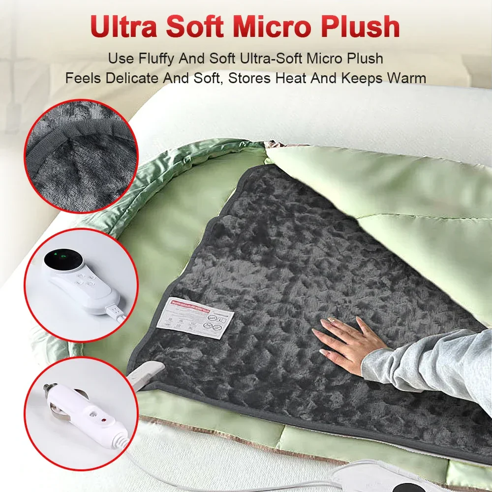 12V Car Heated Electric Blanket 9 Heat Levels Micro Plush Single Person Warm - Image 5