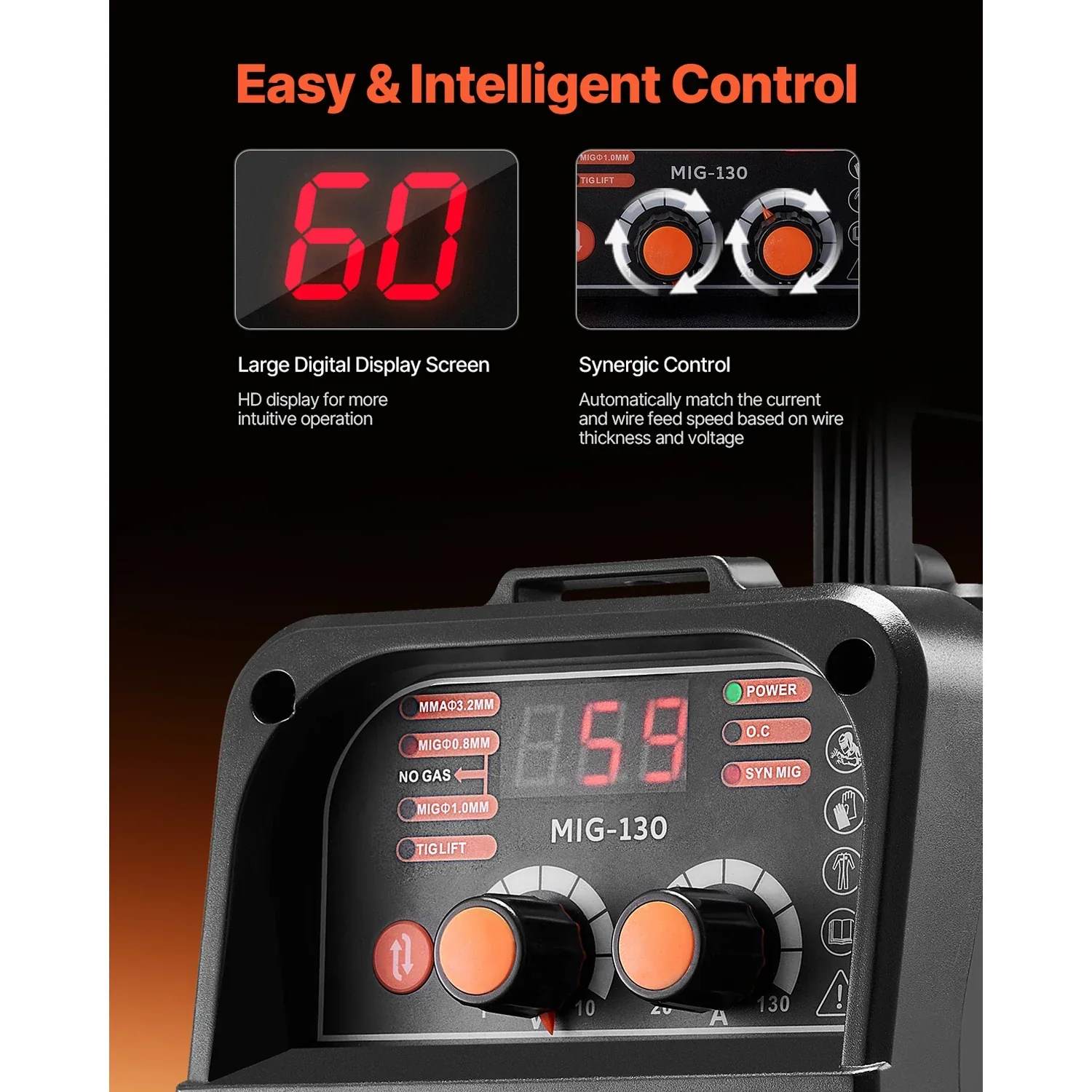 130Amp MIG Welder 3-in-1 Portable IGBT Inverter Welding Machine with Digital Display - Image 4