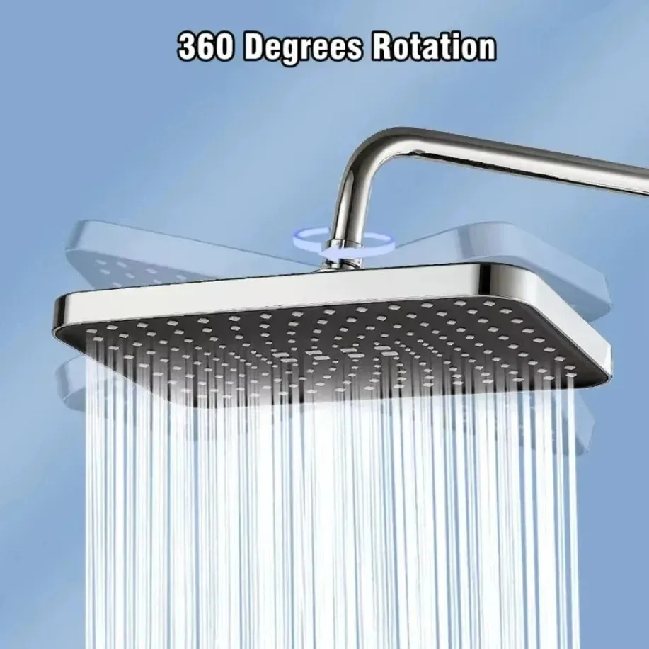14" High Pressure Rain Shower Head Top Spray 360° Swivel Water Saving Flow - Image 5