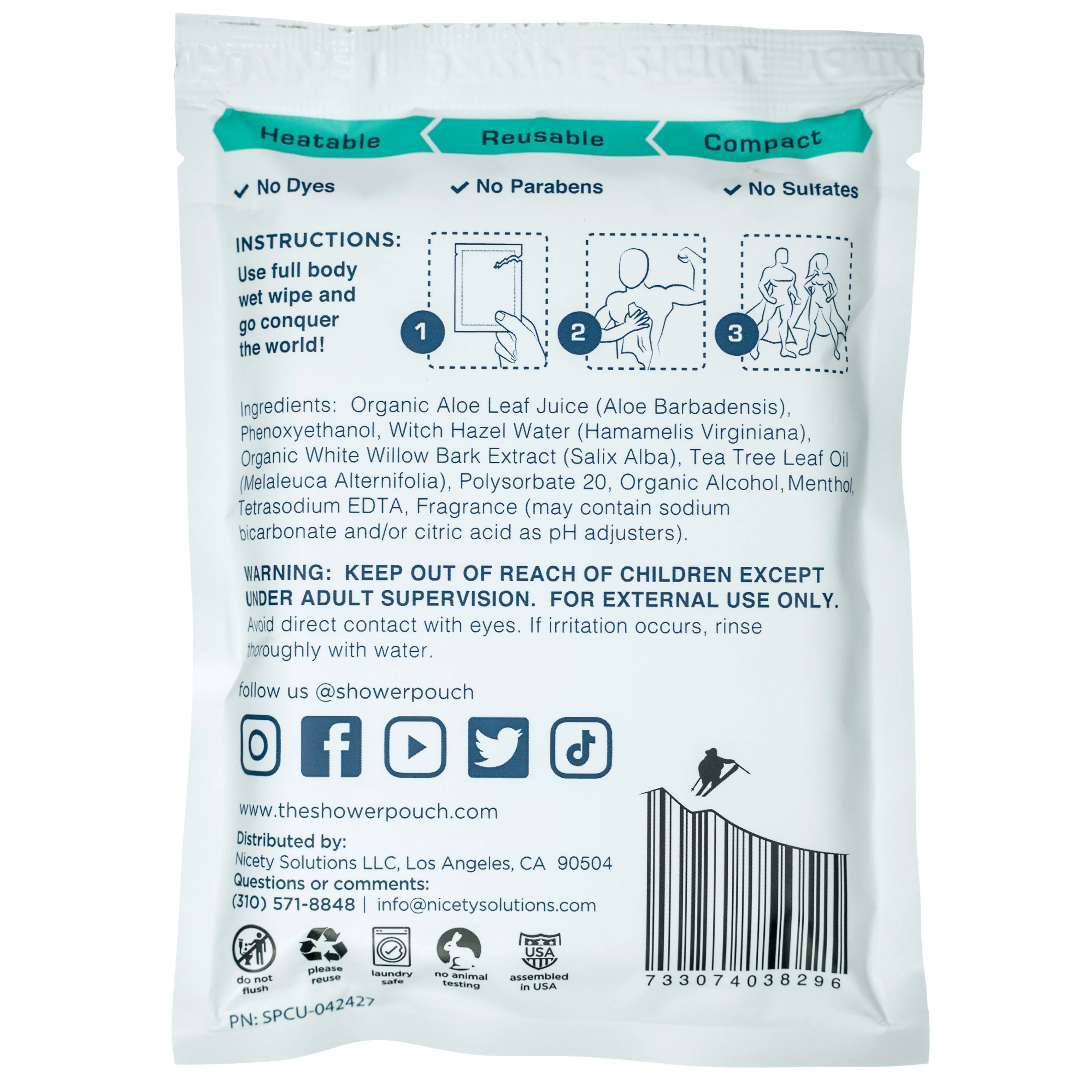 15-pack Shower Pouch XL (2' x 1') Body Wipes - Image 15