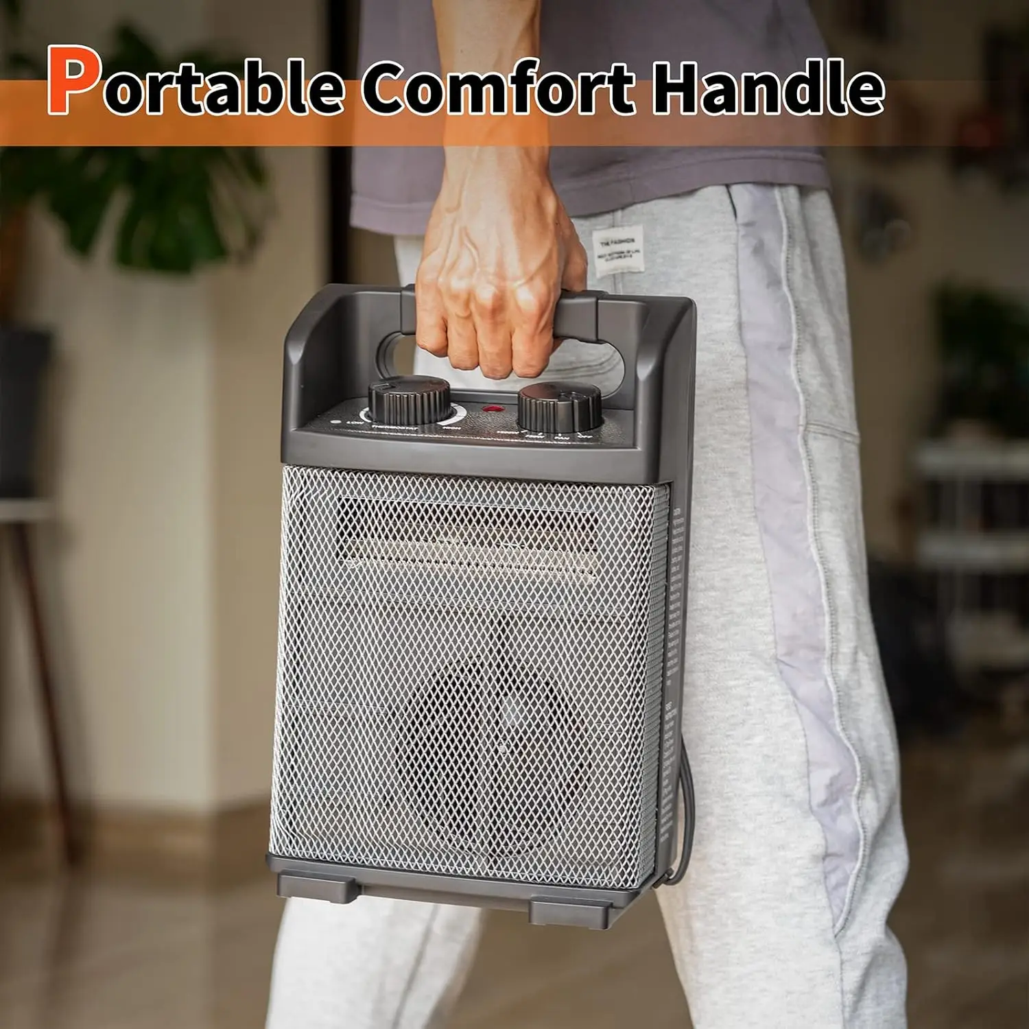 1500W Electric Space Heater – Utility Heater 5120 BTU with Thermostat Control - Image 2