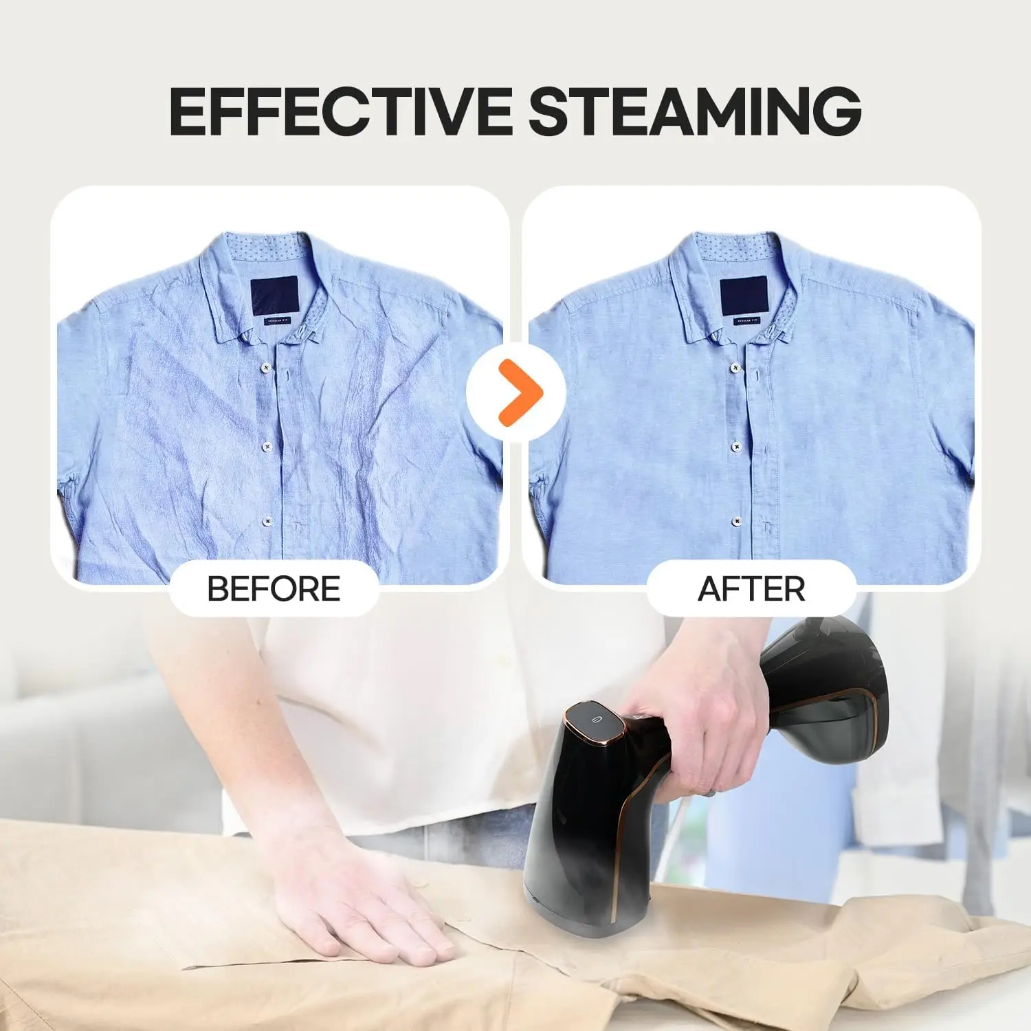 1500W Handheld Garment Steamer 3 Steam Levels Fast Heat Up Travel Home - Image 4