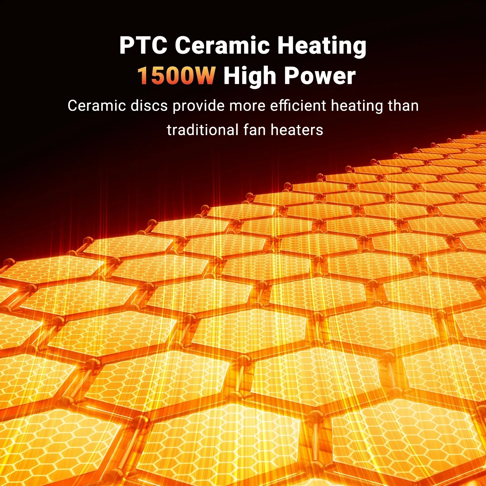 1500W Portable Space Heater PTC Fast Heating Electric Heater with Oscillation Timer - Image 5