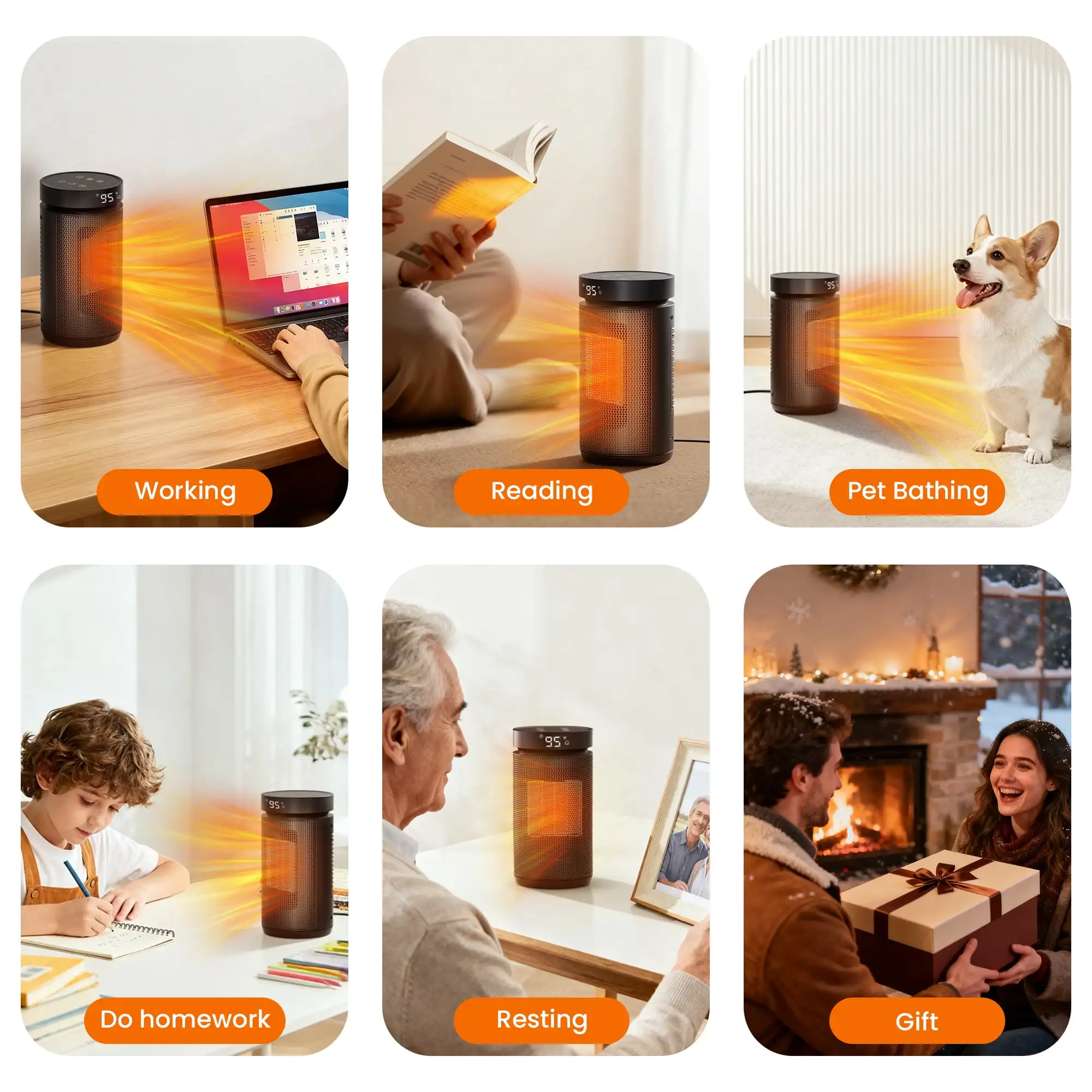 1500W Space Heater with Remote PTC Fast Heating 70° Oscillation 12H Timer - Image 6
