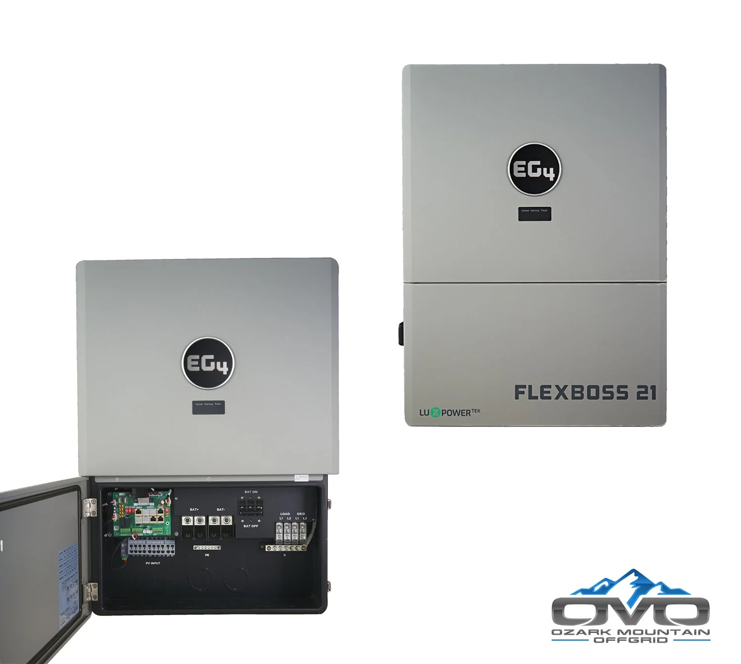 15KW Complete Offgrid Solar Kit + EG4 FlexBOSS21 + 32KW OMO 48V Freedom Series Lithium Battery + 15.4KW Solar with Roof Mounting Rails and Wiring - Image 2