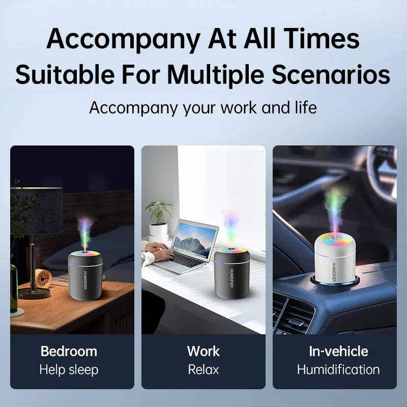 180ml Mini Air Humidifier USB Aroma Diffuser Essential Oil Cool Mist Maker Light - Image 6