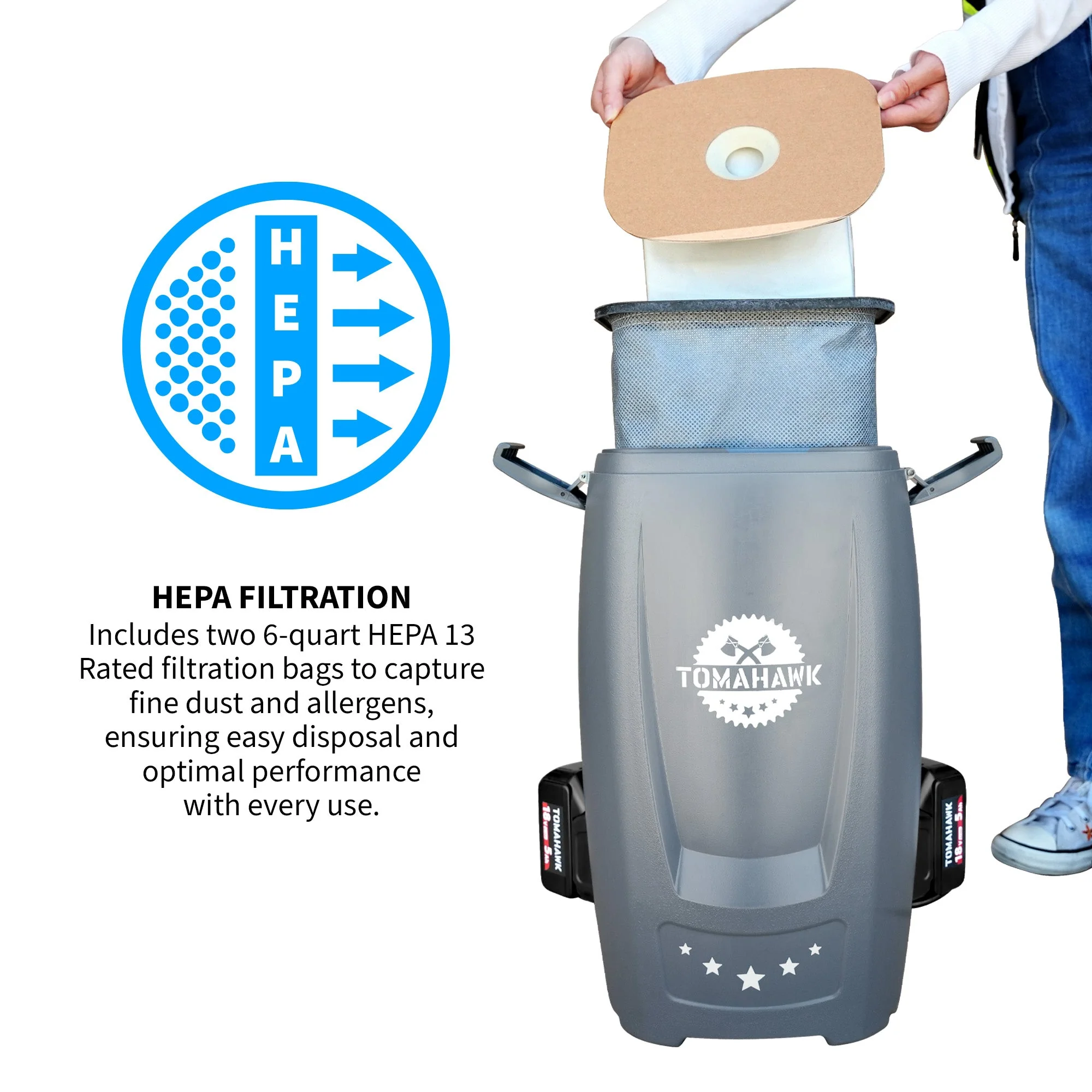 18V Battery Powered Backpack Vacuum 6L for Janitorial Cleaning – Lightweight Cordless Commercial Vacuum with Quiet Operation - Image 6