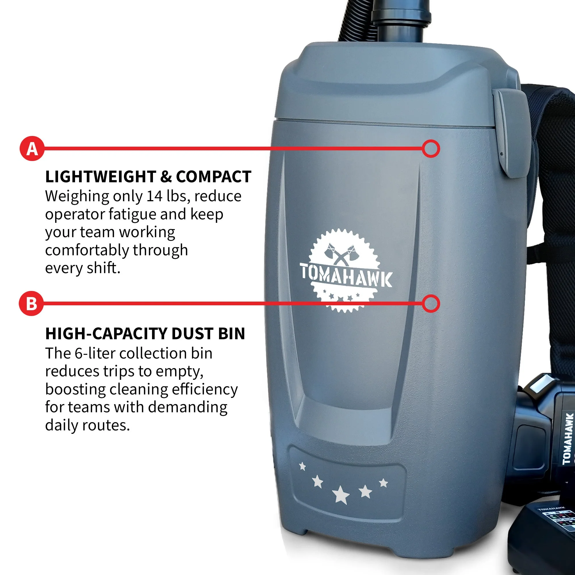 18V Battery Powered Backpack Vacuum 6L for Janitorial Cleaning – Lightweight Cordless Commercial Vacuum with Quiet Operation - Image 8