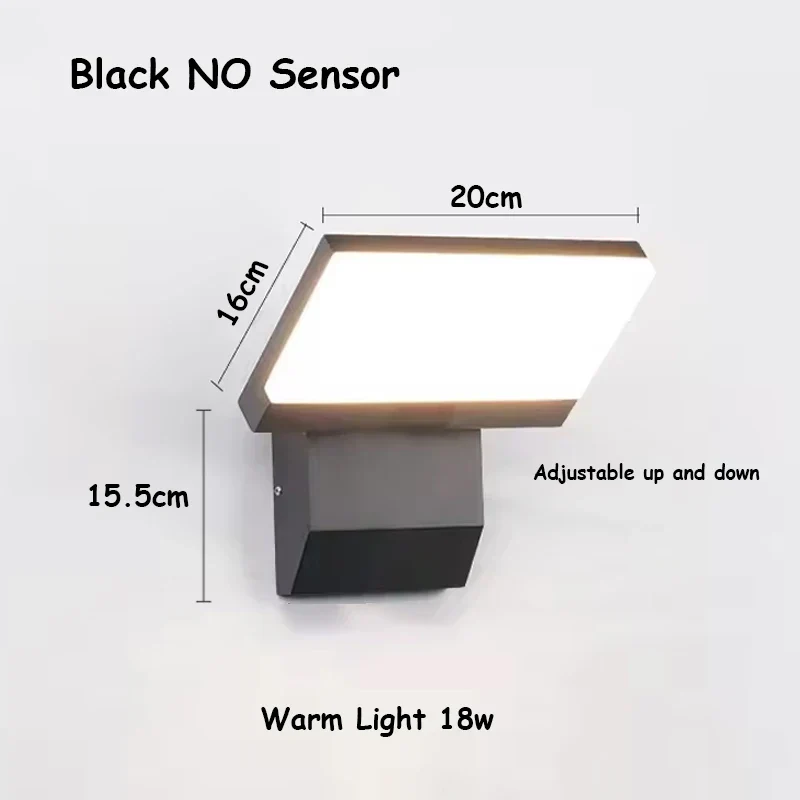 18W LED Outdoor Wall Light IP65 Waterproof Motion Sensor Foldable Modern Lamp - Image 6