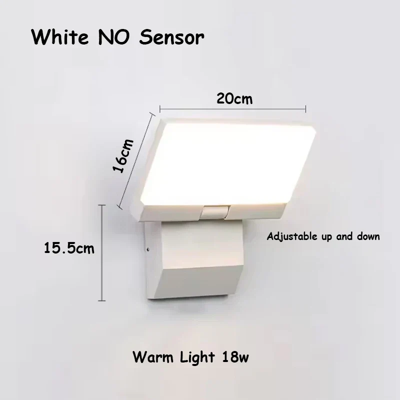 18W LED Outdoor Wall Light IP65 Waterproof Motion Sensor Foldable Modern Lamp - Image 8