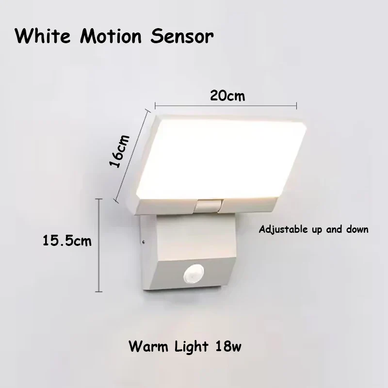 18W LED Outdoor Wall Light IP65 Waterproof Motion Sensor Foldable Modern Lamp - Image 9